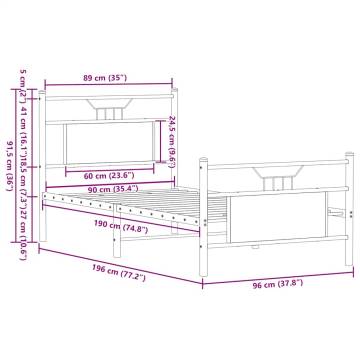 Smoked Oak Bed Frame 90x190 cm - Durable & Stylish