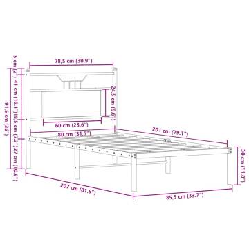 Smoked Oak Bed Frame 80x200 cm - Durable & Stylish | HipoMarket