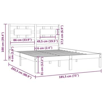 White Solid Pine Bed Frame 180x200 cm Super King Size