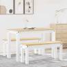  3 Piece Dining Set Panama White Solid Wood Pine Colour white Length 117 cm Model 2x bench Number of 1 