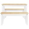 3 Piece Dining Set Panama - White Solid Wood Pine