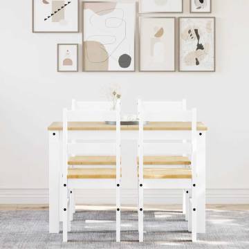 5 Piece Dining Set - Panama White Solid Wood Pine | HipoMarket