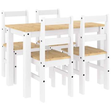 5 Piece Dining Set - Panama White Solid Wood Pine | HipoMarket