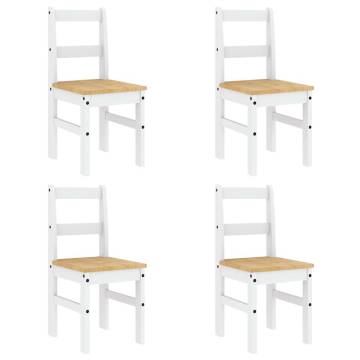 5 Piece Dining Set - Panama White Solid Wood Pine | HipoMarket