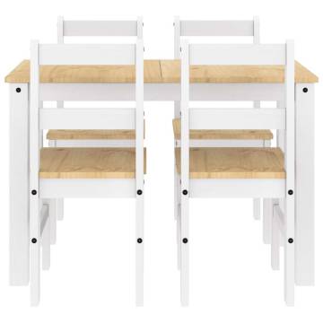 5 Piece Dining Set - Panama White Solid Wood Pine | HipoMarket