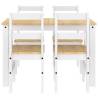 5 Piece Dining Set - Panama White Solid Wood Pine | HipoMarket