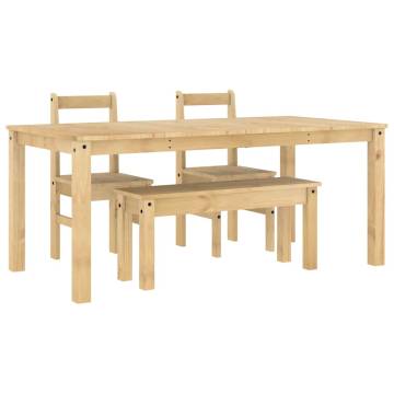 4 Piece Panama Solid Wood Pine Dining Set for Daily Gatherings