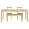 4 Piece Panama Solid Wood Pine Dining Set for Daily Gatherings