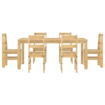 7 Piece Dining Set Panama | Solid Wood Pine - Hipomarket