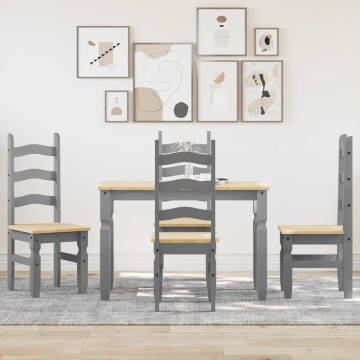 5 Piece Dining Set Panama - Grey Solid Wood Pine - HipoMarket