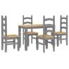 5 Piece Dining Set Panama - Grey Solid Wood Pine - HipoMarket