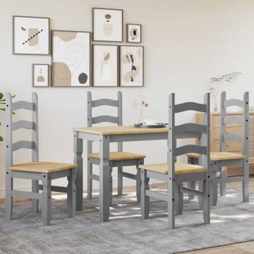 5 Piece Dining Set Panama - Grey Solid Wood Pine - HipoMarket