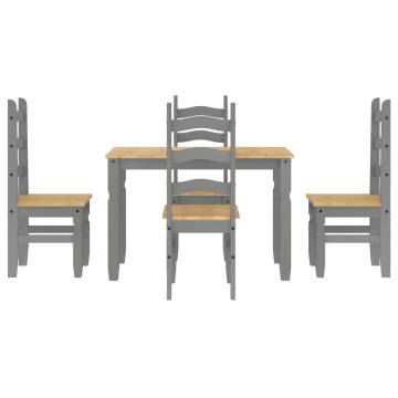 5 Piece Dining Set Panama - Grey Solid Wood Pine - HipoMarket