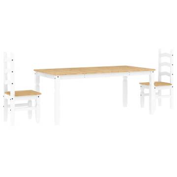 3 Piece Dining Set Panama - White Solid Wood Pine | Hipo Market