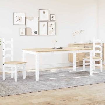 3 Piece Dining Set Panama - White Solid Wood Pine | Hipo Market