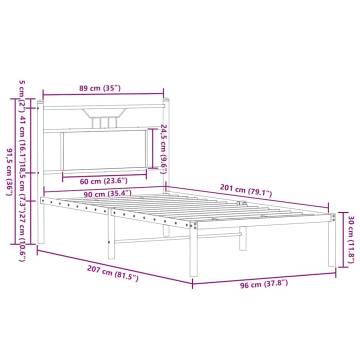 Smoked Oak Bed Frame 90x200 cm - Durable & Stylish