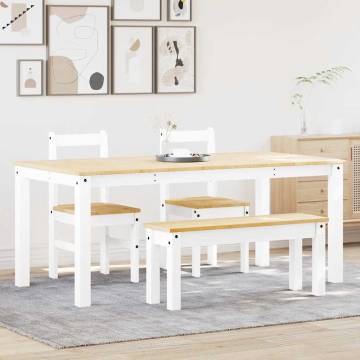 Panama 4 Piece White Solid Wood Dining Set - Hipomarket