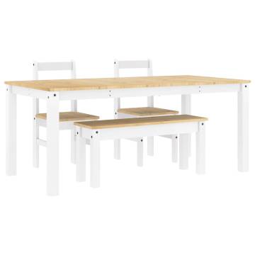 Panama 4 Piece White Solid Wood Dining Set - Hipomarket