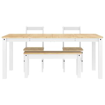 Panama 4 Piece White Solid Wood Dining Set - Hipomarket