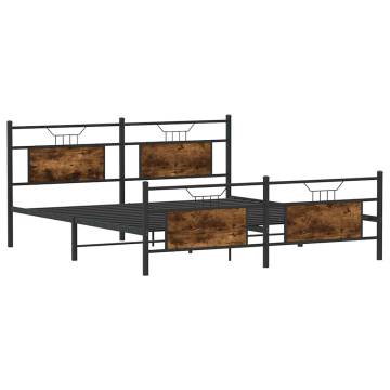 Metal Bed Frame without Mattress - Smoked Oak 183x213 cm