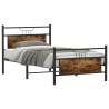 Smoked Oak Bed Frame Without Mattress - 107x203 cm Engineered Wood