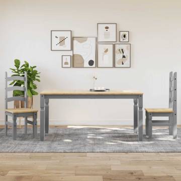 3 Piece Dining Set Panama Grey Solid Wood Pine | HipoMarket