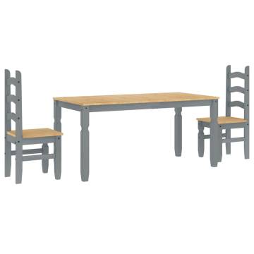 3 Piece Dining Set Panama Grey Solid Wood Pine | HipoMarket