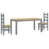 3 Piece Dining Set Panama Grey Solid Wood Pine | HipoMarket