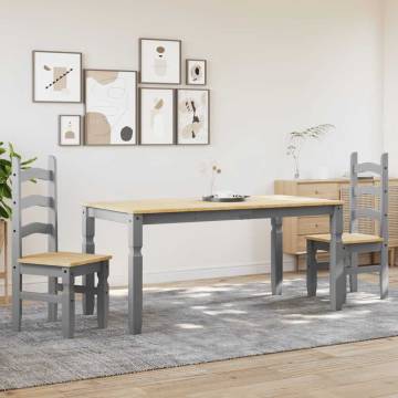 3 Piece Dining Set Panama Grey Solid Wood Pine | HipoMarket