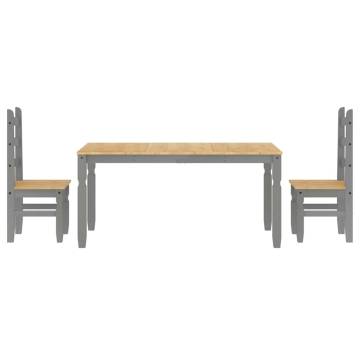 3 Piece Dining Set Panama Grey Solid Wood Pine | HipoMarket