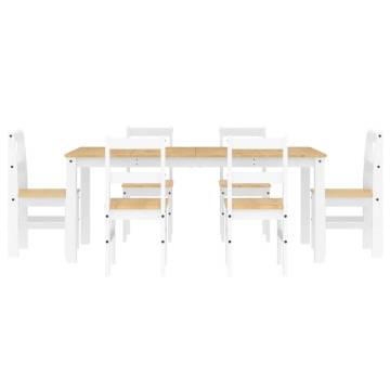 7 Piece Dining Set Panama - Solid Wood Pine | HipoMarket