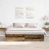 Old Wood Bed Frame 200x200cm - Stylish Storage Solution