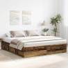 Old Wood Bed Frame 200x200cm - Stylish Storage Solution