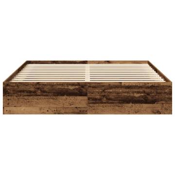 Old Wood Bed Frame 200x200cm - Stylish Storage Solution