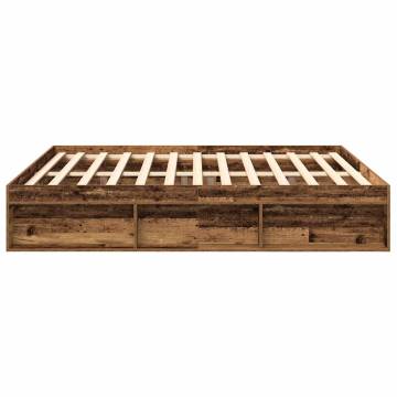 Old Wood Bed Frame 200x200cm - Stylish Storage Solution