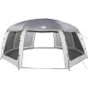 Pool Tent with Removable Fly & Mesh Walls - Grey 690x690 cm