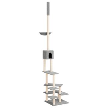 Light Grey Floor to Ceiling Cat Tree - Adjustable & Fun