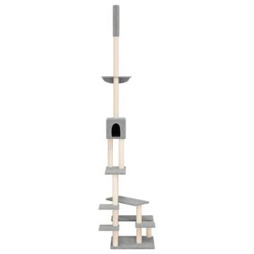 Light Grey Floor to Ceiling Cat Tree - Adjustable & Fun