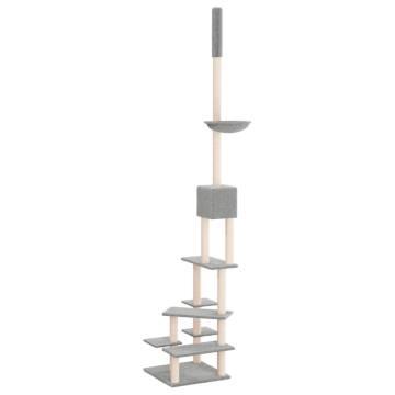 Light Grey Floor to Ceiling Cat Tree - Adjustable & Fun