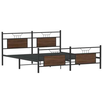 Brown Oak Metal Bed Frame 180x200 cm Super King | HipoMarket