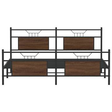 Brown Oak Metal Bed Frame 180x200 cm Super King | HipoMarket