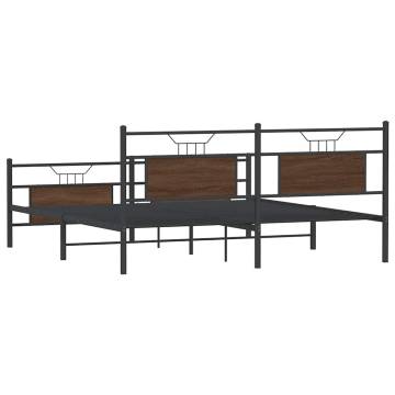 Brown Oak Metal Bed Frame 180x200 cm Super King | HipoMarket