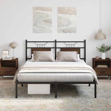 Brown Oak King Size Bed Frame 150x200 cm - Durable & Stylish