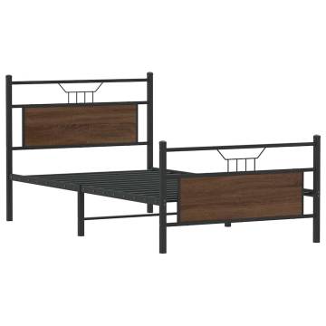 Brown Oak Bed Frame without Mattress - 107x203 cm | Hipo Market