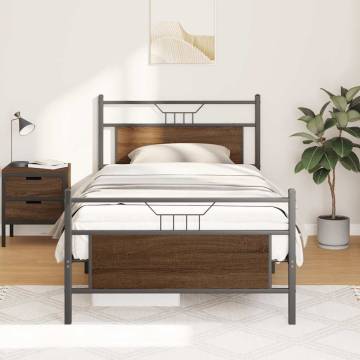 Brown Oak Bed Frame without Mattress - 107x203 cm | Hipo Market