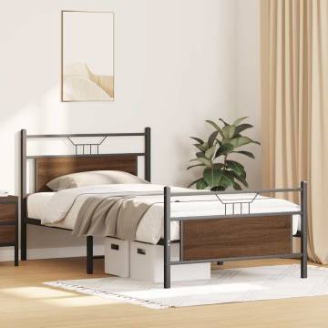 Brown Oak Bed Frame without Mattress - 107x203 cm | Hipo Market