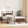 Brown Oak Bed Frame without Mattress - 107x203 cm | Hipo Market