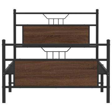 Brown Oak Bed Frame without Mattress - 107x203 cm | Hipo Market