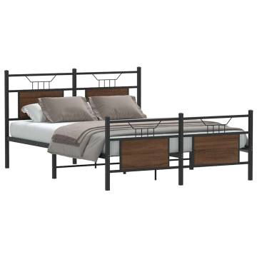 Stylish Brown Oak Bed Frame 140x200 cm - Durable & Functional