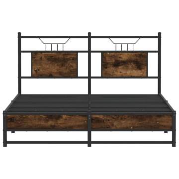 King Size Bed Frame without Mattress - Smoked Oak 150x200 cm